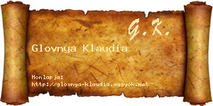 Glovnya Klaudia névjegykártya